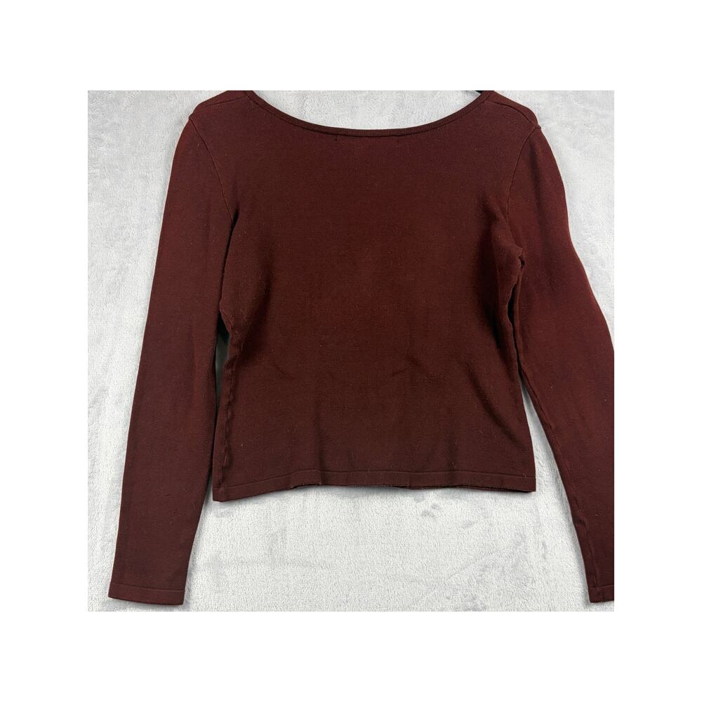 Peruvian Connection Pima Cotton Sweater – Burgundy – Size S - Picture 2 of 6